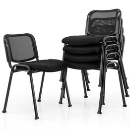 Gymax - Set of 5 Conference Chair Mesh Back Office Waiting Room Guest Reception - Black