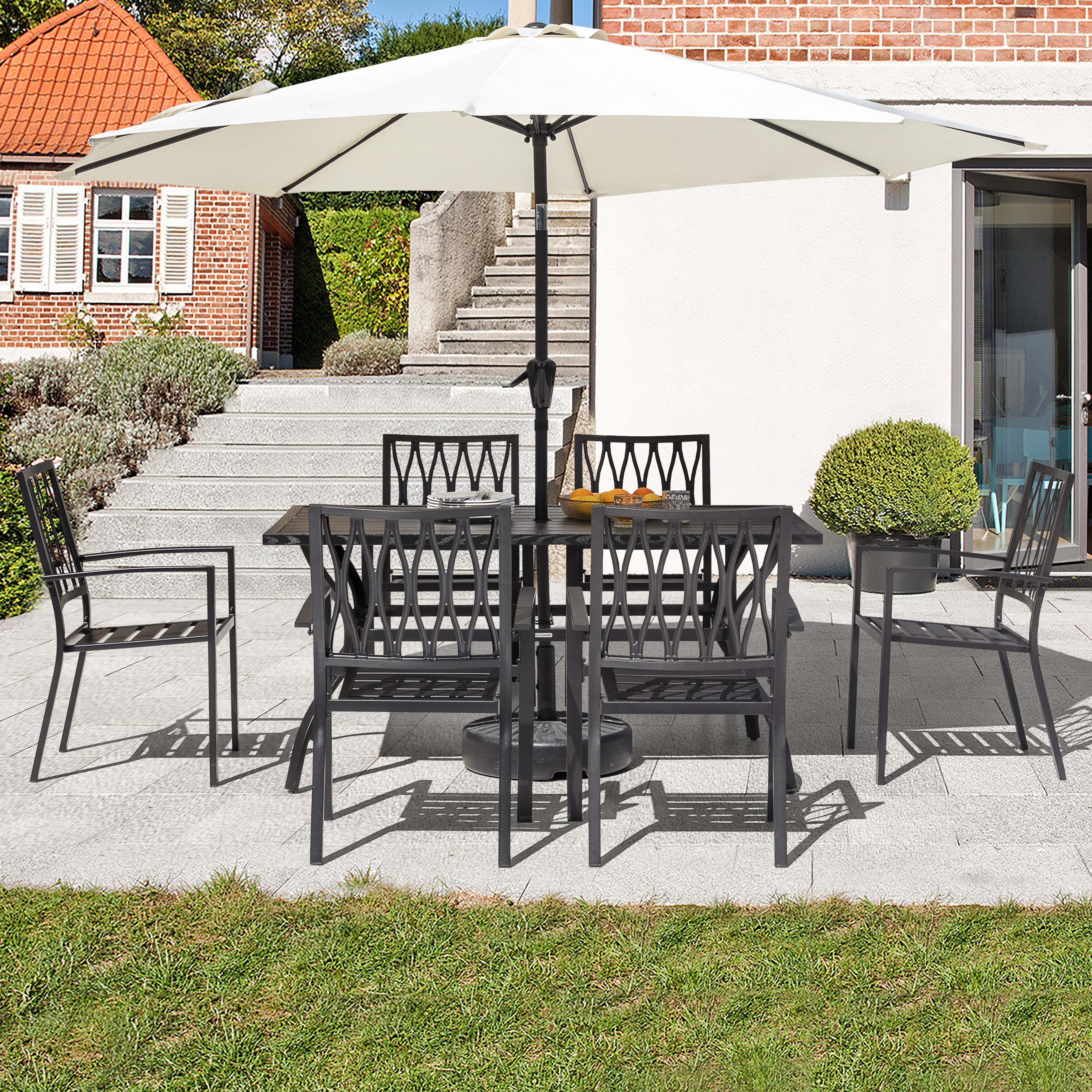 Alt View 6. Nuu Garden - Outdoor 10' Round Beige Patio Vented Umbrella, Crank, Push Button Tilt - Beige.