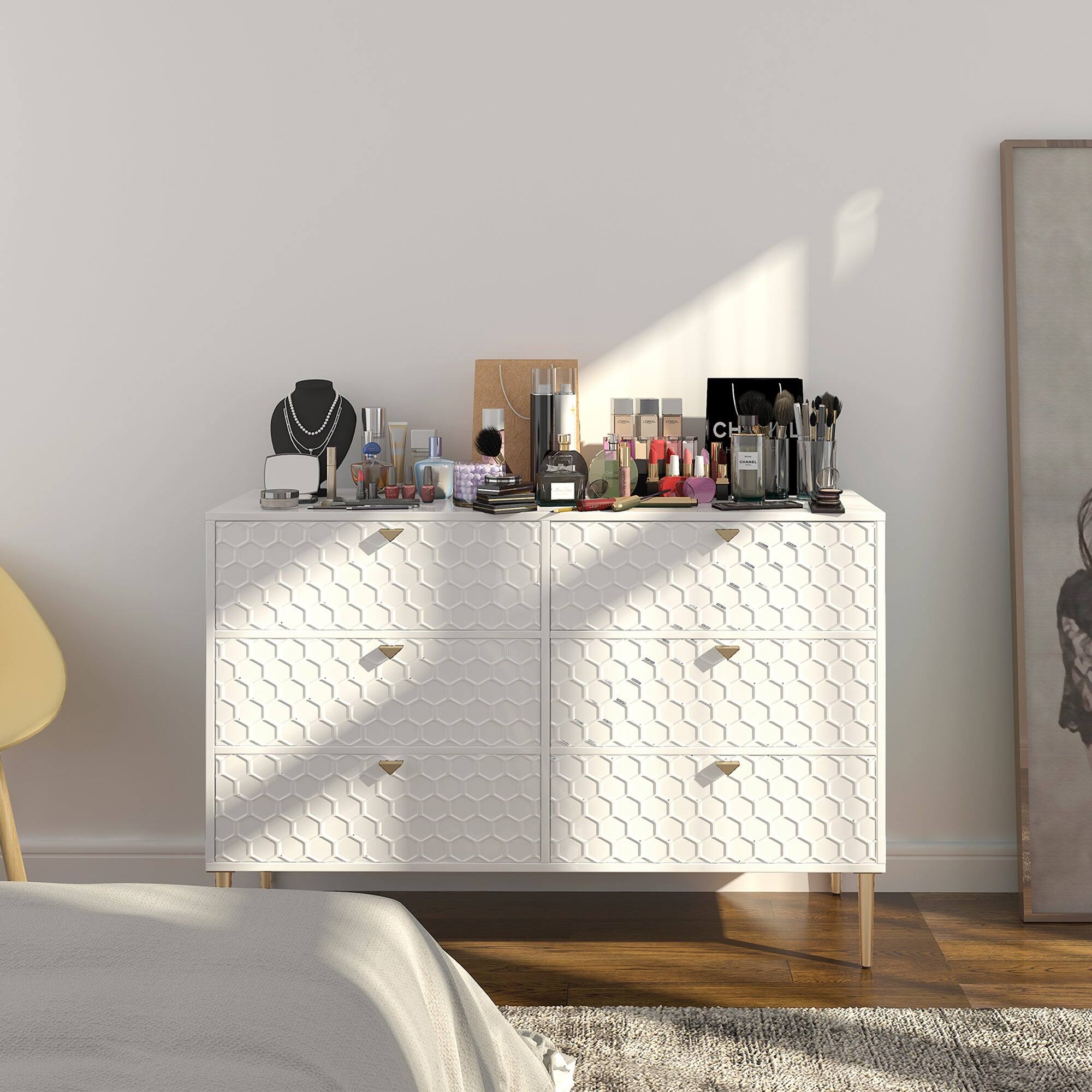 Alt View 9. Boyel Living - White Modern Indoor Accent Storage Cabinet with 6 Drawers - White.