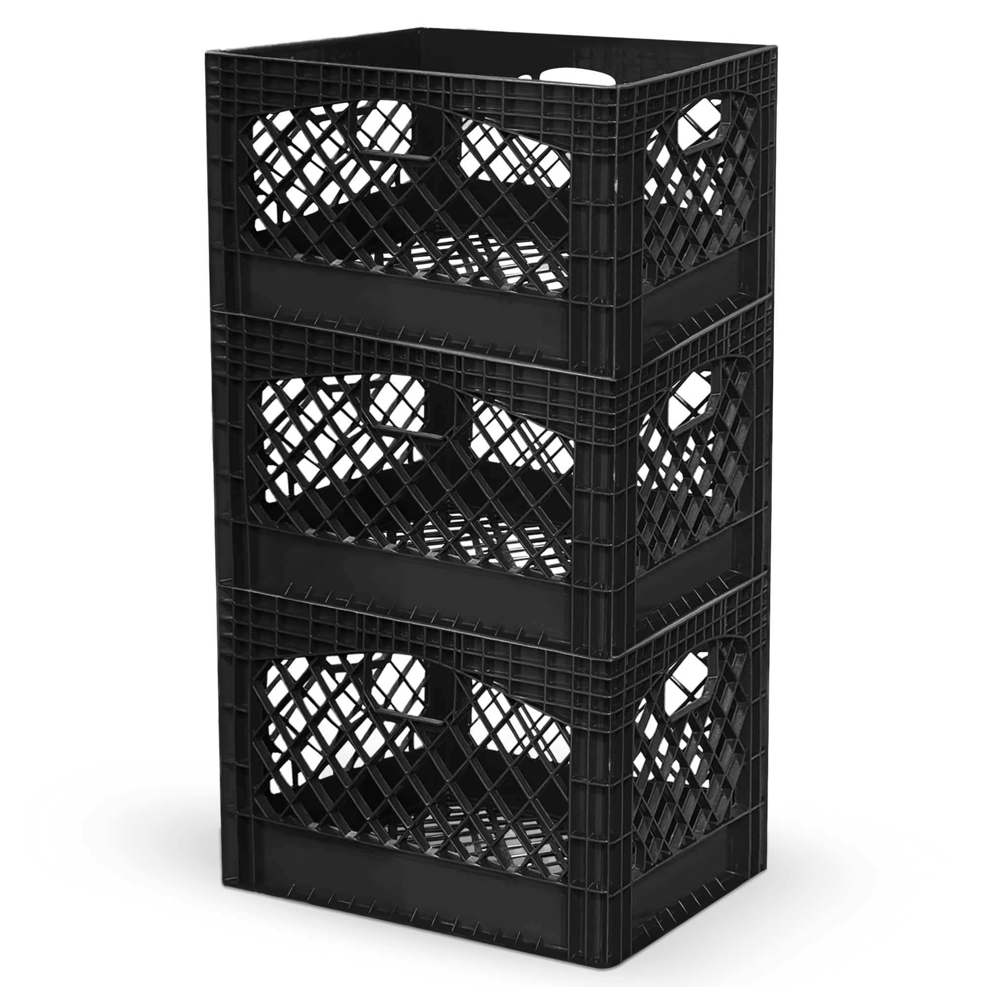 Juggernaut Storage - Crate for Office Storage & Classroom Organization, 3-Pack - Black