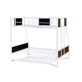 East West Furniture - Jackson Full Twin Bunk Bed - White