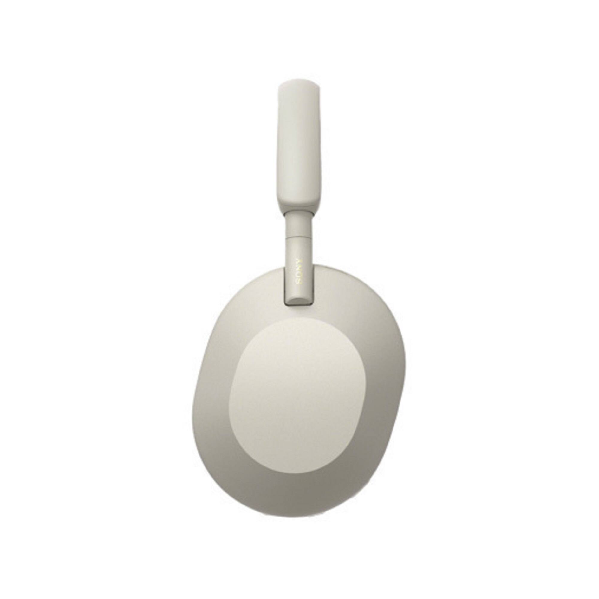 Angle. Sony - Sony WH-1000XM5 Wireless Noise Canceling Headphones with USB Port and Stand - Silver.