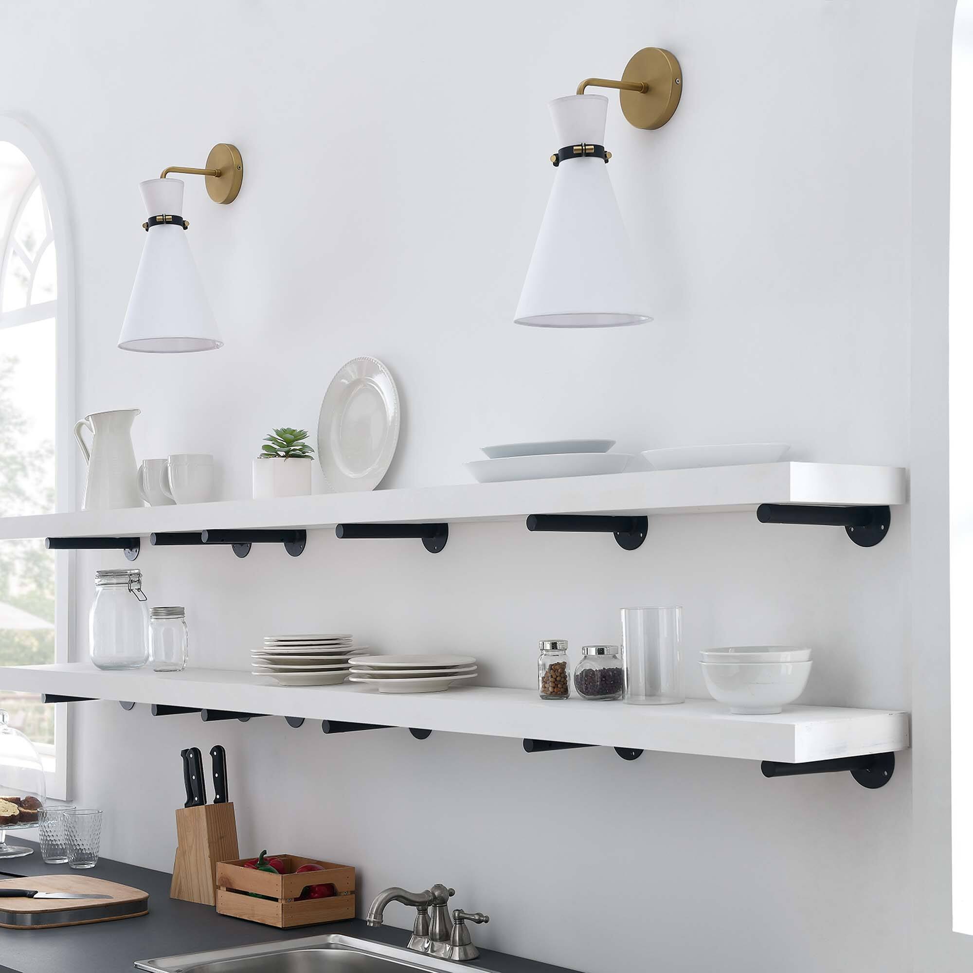 Alt View 1. Modway - Starlight 1-Light Wall Sconce by Modway - White Satin Brass.