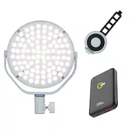 NANLITE - miro 30C 30W RGBW LED Round Panel Light, Mint Blue, Bundle with 10000mAh 38.5Wh Qi Wireless Power Bank and Power