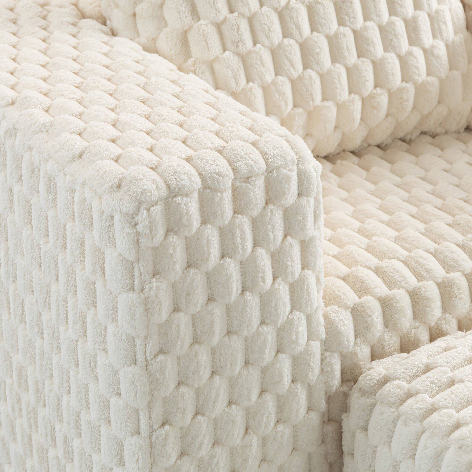 Alt View 1. Kadyn - Oversized Single Sofa with Ottoman, Reading Sofa Couch, Deep Seat Cloud Couch with Ottoman for Living Room Corduroy - White.