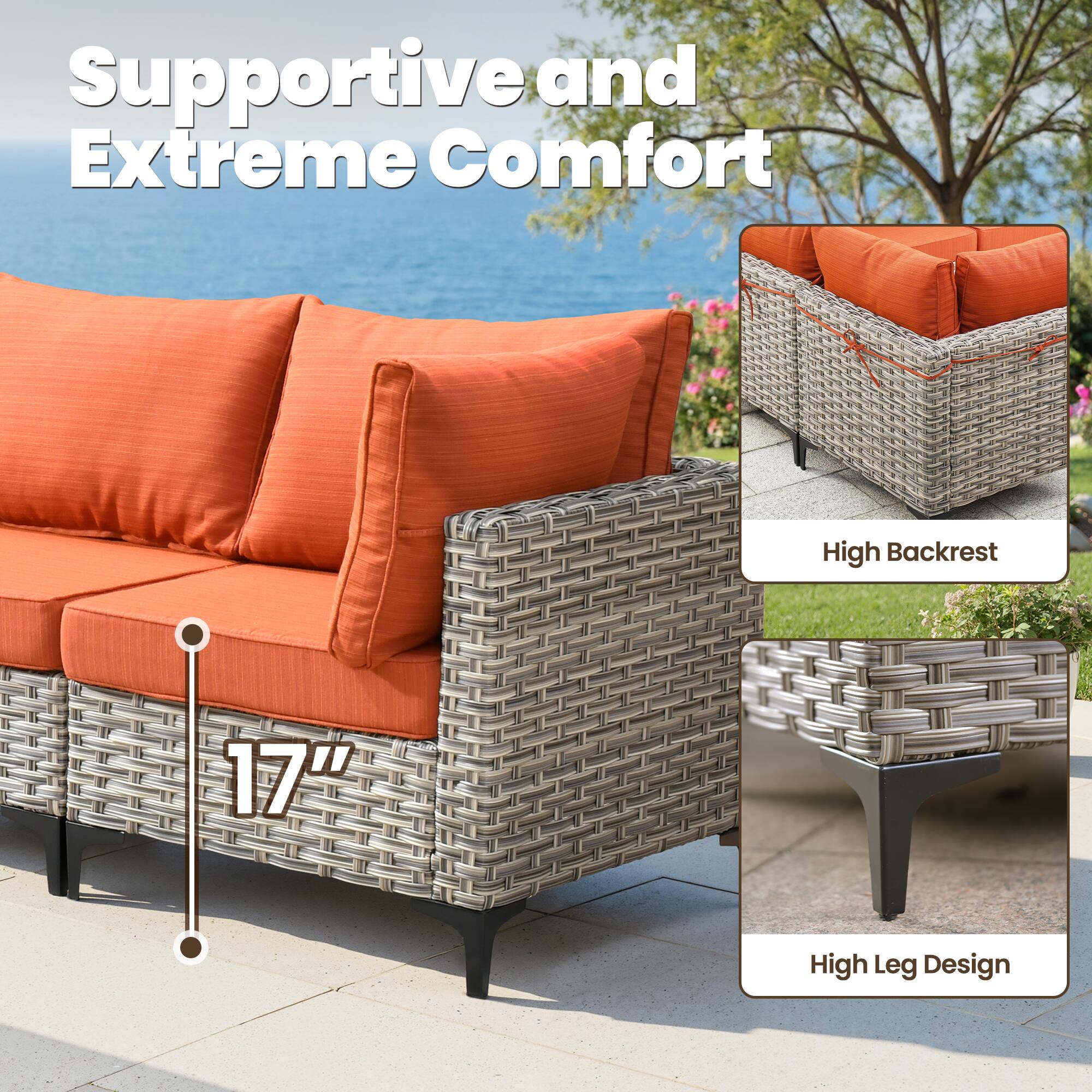 Supportive and Extreme Comfort  
High Backrest  
17" High Leg Design