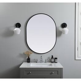 Elegant Decor - Metal Frame Oval Mirror 27x36 Inch - Black