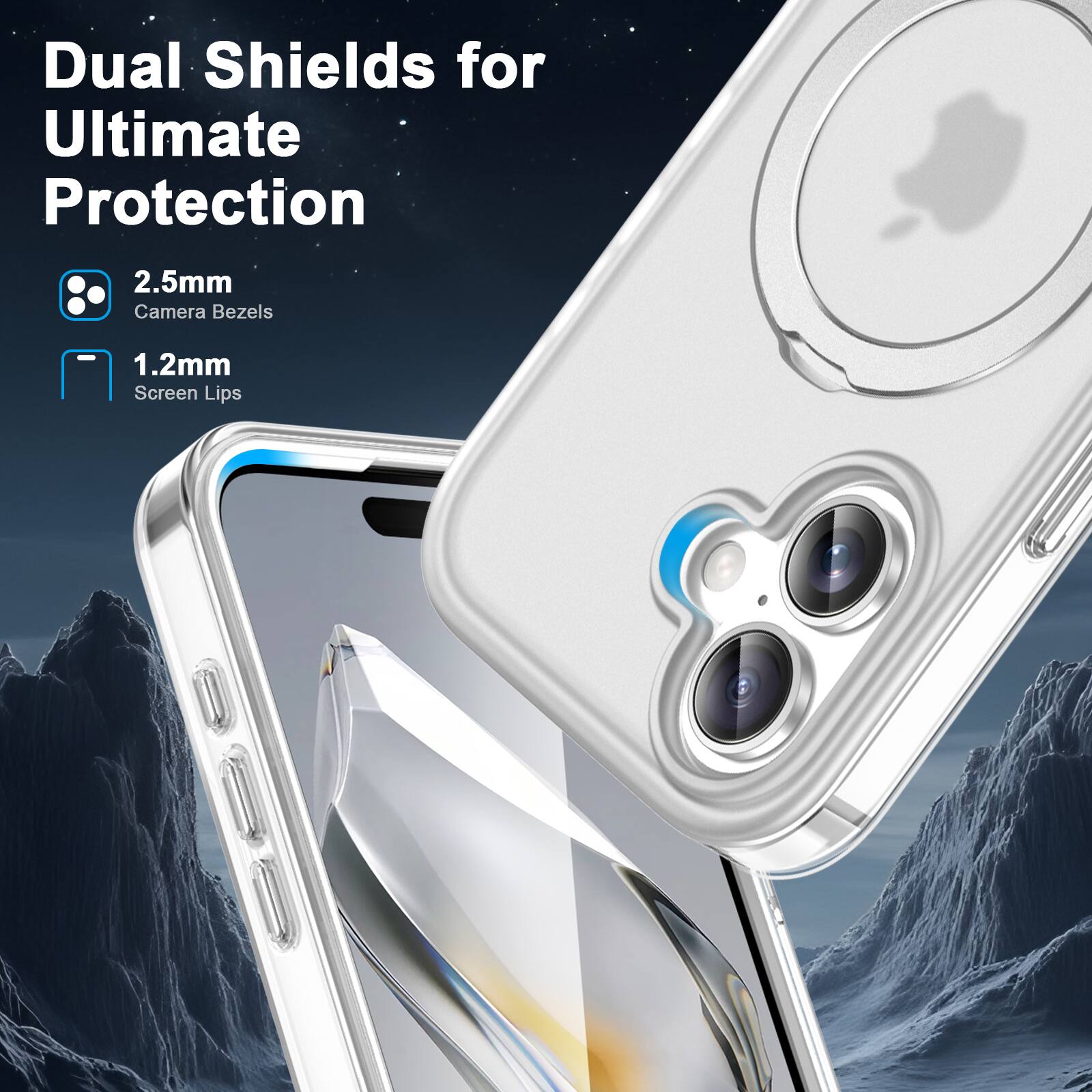Dual Shields for Ultimate Protection

2.5mm Camera Bezels

1.2mm Screen Lips