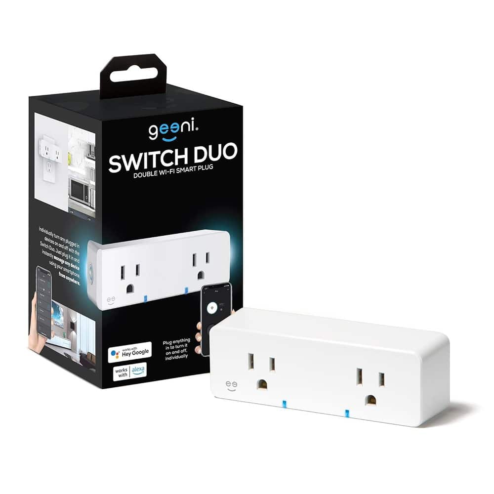 MOSZAR LLC - Switch Duo Double Smart Plug, 2 Outlets, Works with Alexa & Google - White