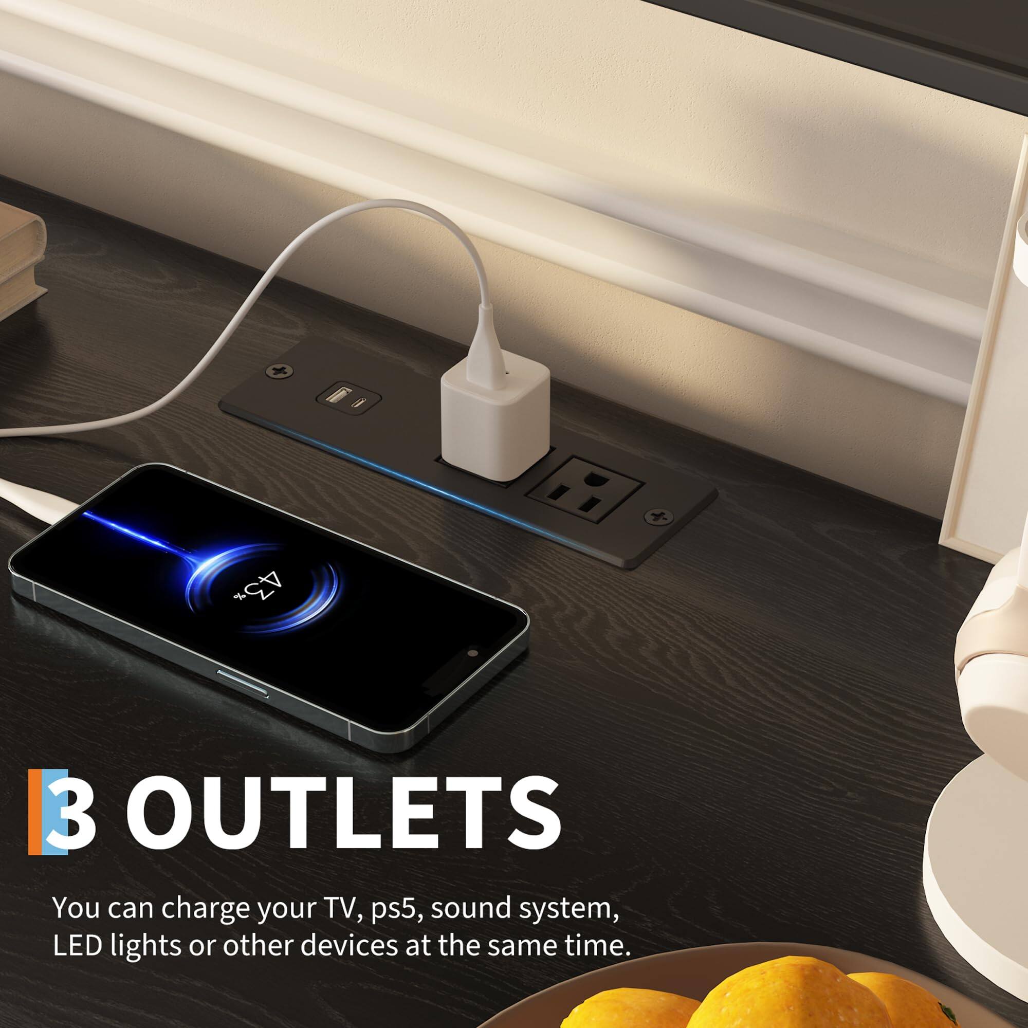3 OUTLETS

You can charge your TV, ps5, sound system, LED lights or other devices at the same time.