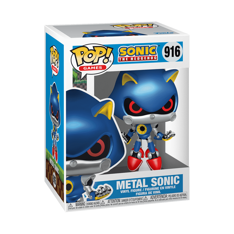 **Sonic 916 - The Hedgehog**

**Pop! Games**

**Metal Sonic**

**Vinyl Figure / Figurine en Vinyle / Figura de Vinilo / Figura de Asfóo**

**Warning: Choking Hazard - Small parts. Not for children under 3 years.**

**Attention: Danger de suffocation - Petites pièces. Ne convient pas aux enfants de moins de 3 ans.**

**Advertencia: Peligro de asfixia - Piezas pequeñas. No es adecuado para niños menores de 3 años.**