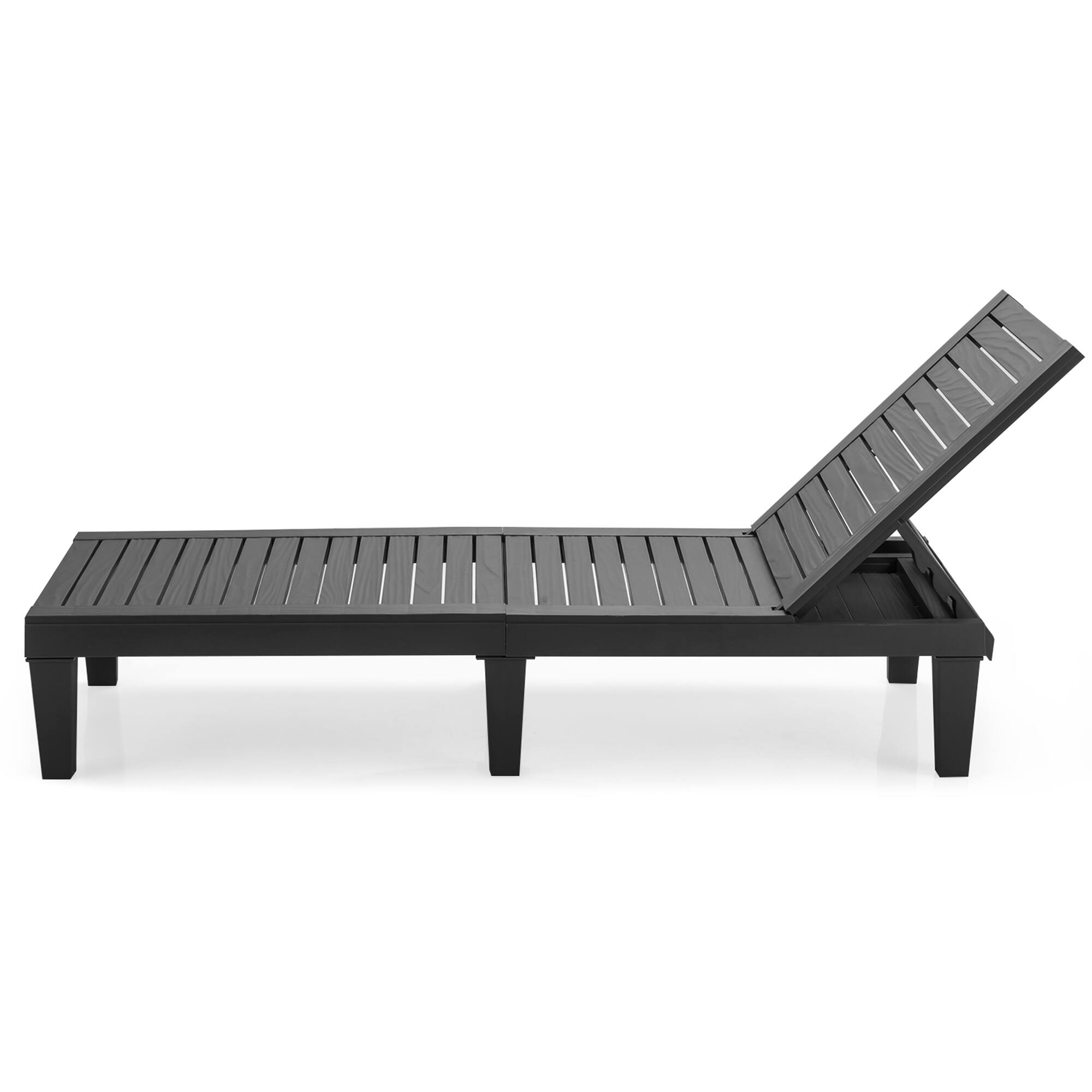 Alt View 9. Gymax - Gymax Patio Outdoor Chaise Lounge Chair Recliner w/ Adjustable Backrest Black - Black.