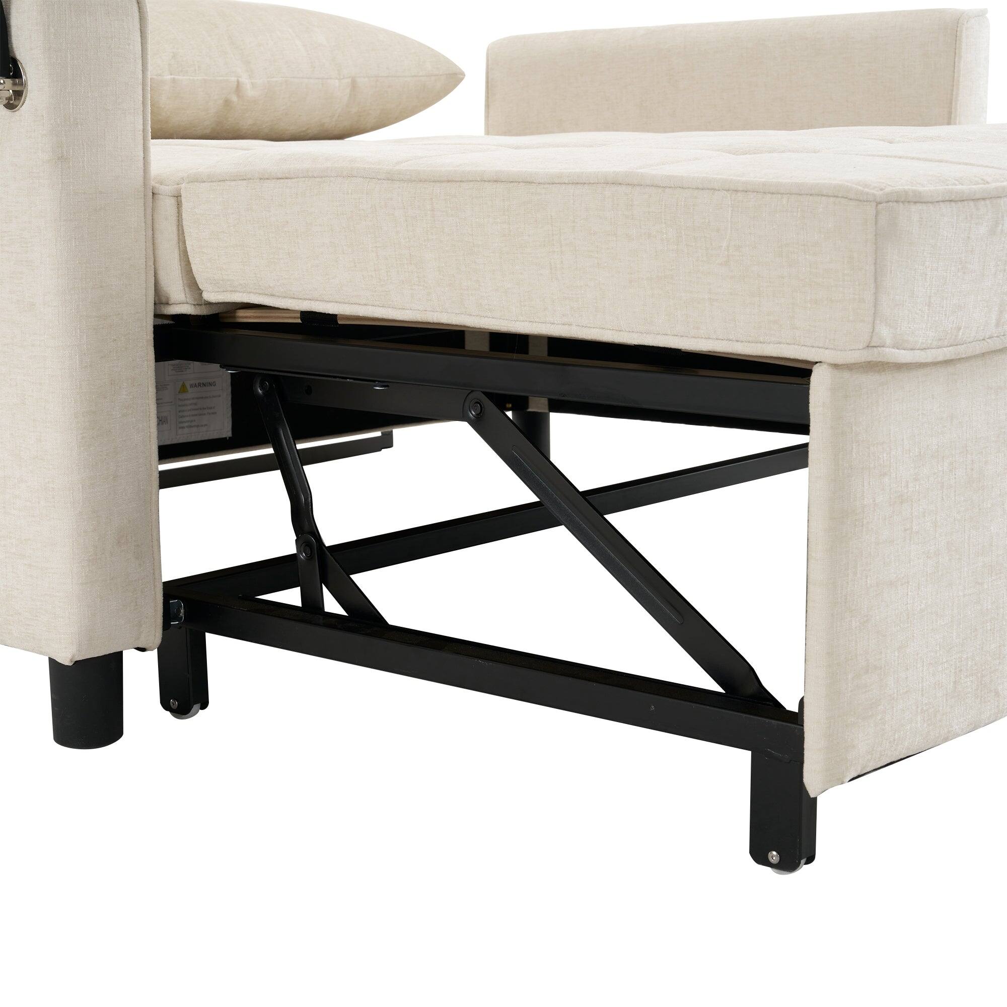 Alt View 4. Boyel Living - 56.9 inch Loveseat Sofa with Reversible Backrest Cushion Side Pockets Two USB Ports and Phone Holder in Beige - Beige.