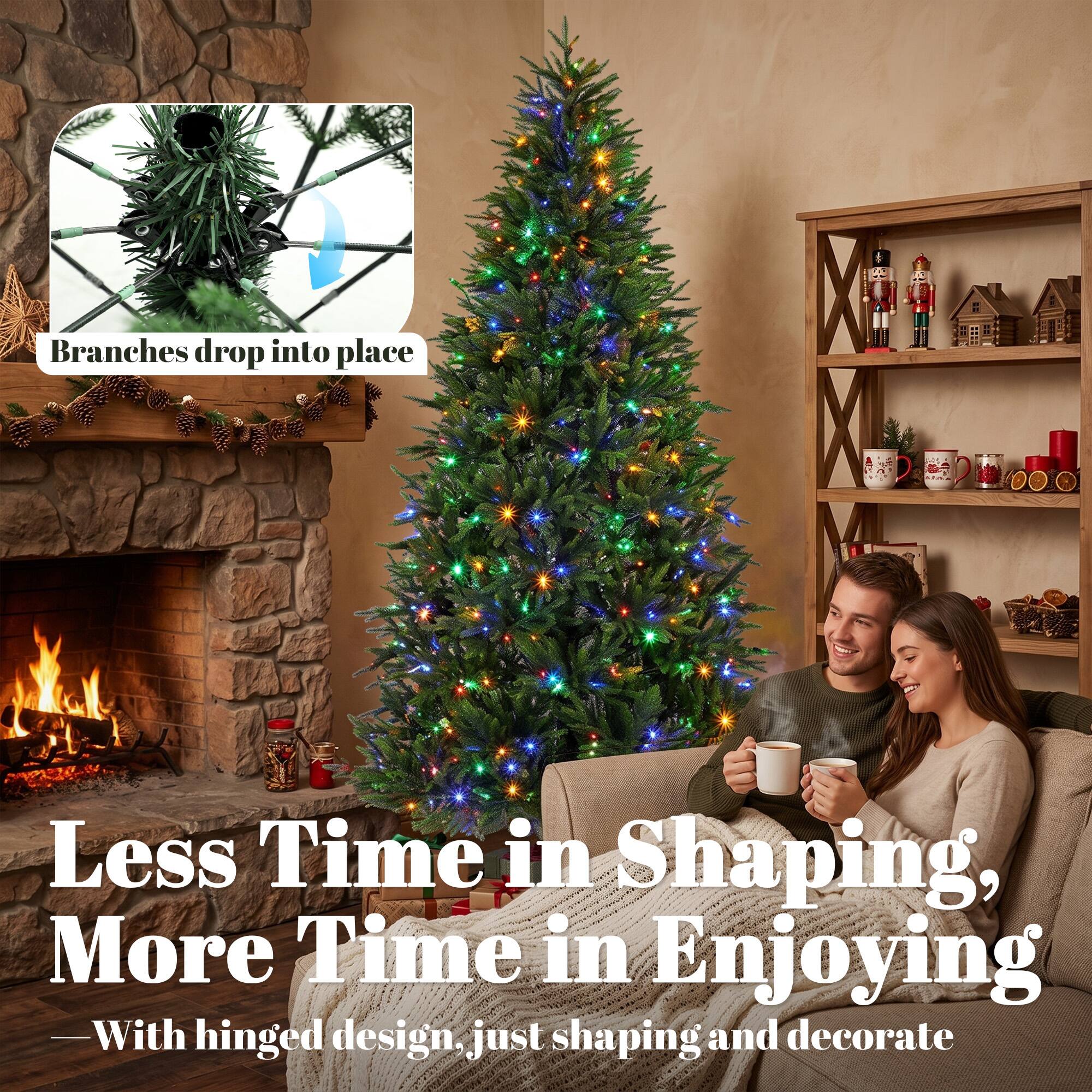 Branches drop into place

Less Time in Shaping, More Time in Enjoying  
—With hinged design, just shaping and decorate