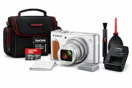 Bundle - Canon - PowerShot SX740 HS Digital Camera with 64GB SD Card, Camera Case, Essential Starter Kit - Silver