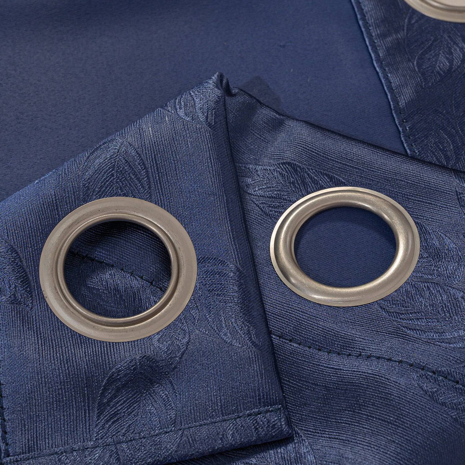 Alt View 1. Olivia Gray - Olivia Gray 100% Polyester 200 GSM Arlo Embossed Blackout Grommet Curtain Panel 54" x 90" Navy - Navy.