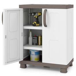 Costway - Storage Cabinet, Freestanding Buffet Cabinet Sideboard with 2 Doors and Shelves - Brown and White