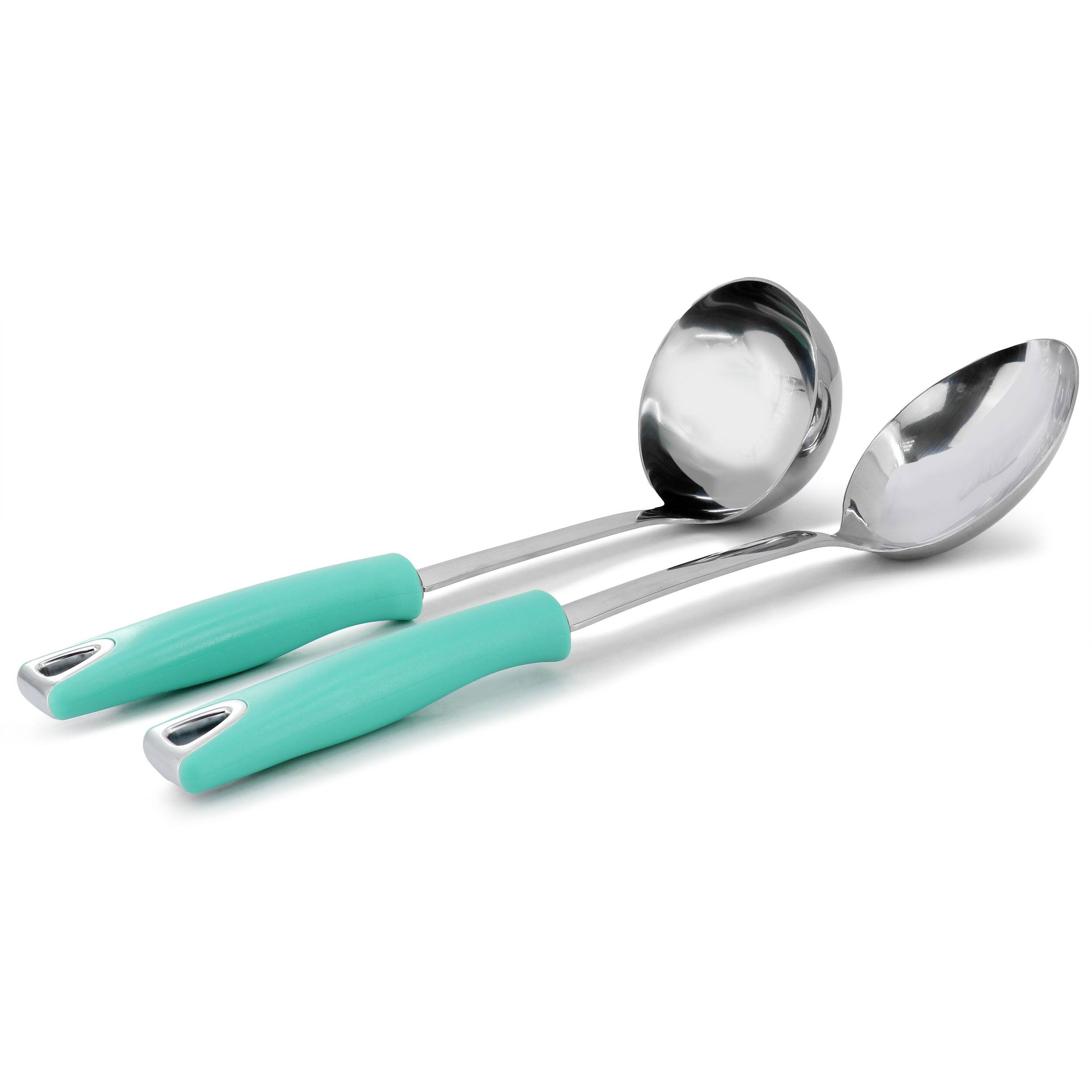 Alt View 1. Martha Stewart - Martha Stewart Everyday Drexler 2 Piece Ladle and Serving Spoon Kitchen Tool Set in Turquoise - Blue.
