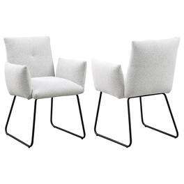 Manhattan Lane - Acko Dining Chair Set of 2, Light Gray Fabric, Black Metal Frame - Gray, Black