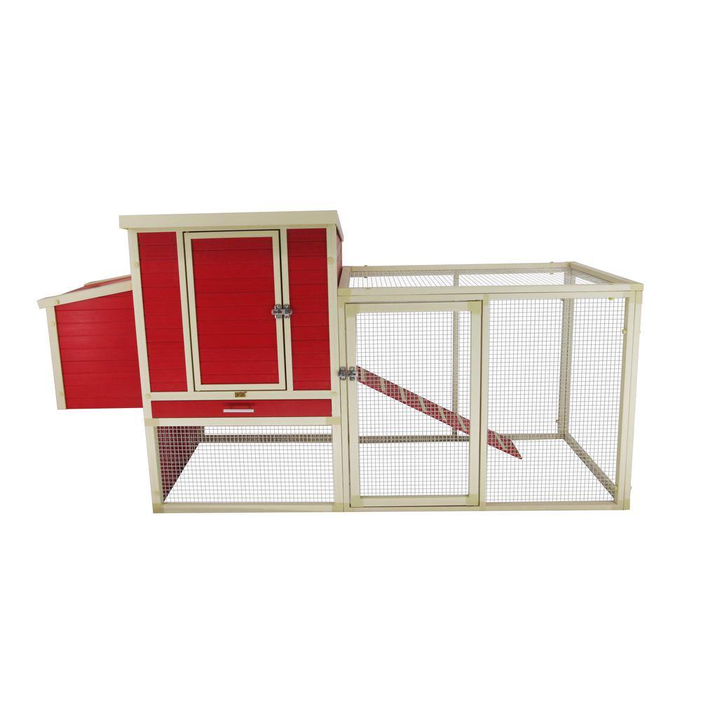 Left. New Age Pet - ECOFLEX Sonoma Chicken Coop in Red and Maple - Red/Maple.