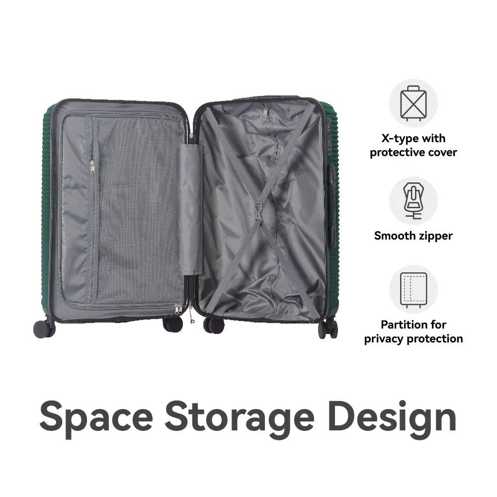 X-type with protective cover  
Smooth zipper  
Partition for privacy protection  
Space Storage Design