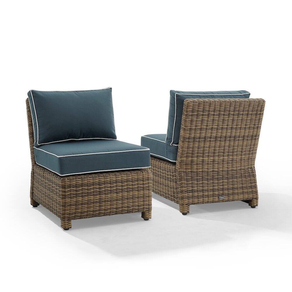 Alt View 2. Crosley Furniture - Bradenton 2Pc Armless Wicker Outdoor Chair Set - 2 Armless Chairs - Navy.