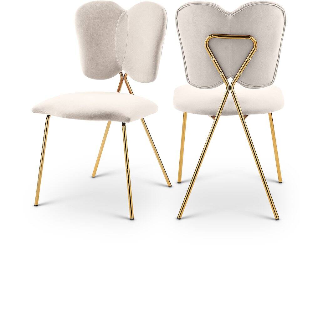 Meridian Furniture - Angel Cream Velvet Dining Chair, Set of 2 - Beige