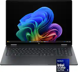 HP - OmniBook X Flip 2-in-1 - 16" 2K OLED Touchscreen Laptop - Intel Core Ultra 5 (2026) - 16GB Memory - 512GB SSD - Copilot+ - Eclipse Gray