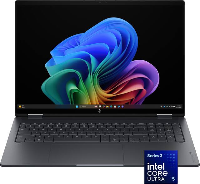 HP - OmniBook X Flip 2-in-1 - 16" 2K OLED Touchscreen Laptop - Intel Core Ultra 5 (2026) - 16GB Memory - 512GB SSD - Copilot+ - Eclipse Gray