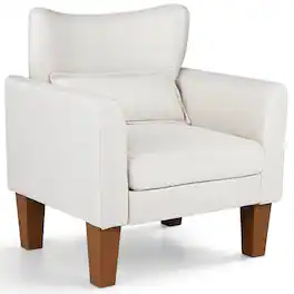 Costway - 1 PCS Modern Accent Chair with Removable Seat Cushion & Pillow, Strong Support Legs - Beige