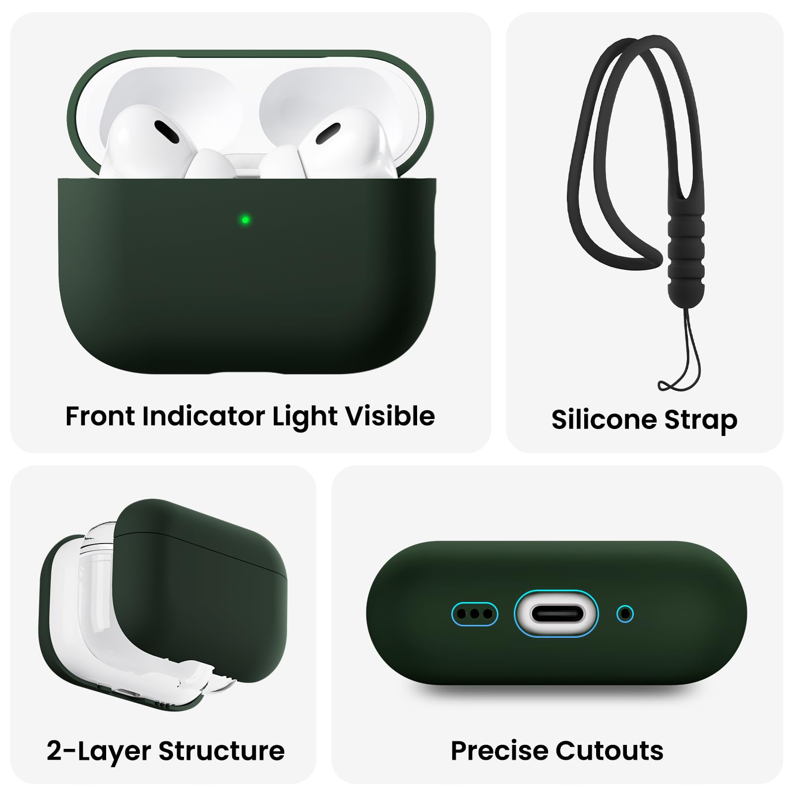 Front Indicator Light Visible  
Silicone Strap  
2-Layer Structure  
Precise Cutouts