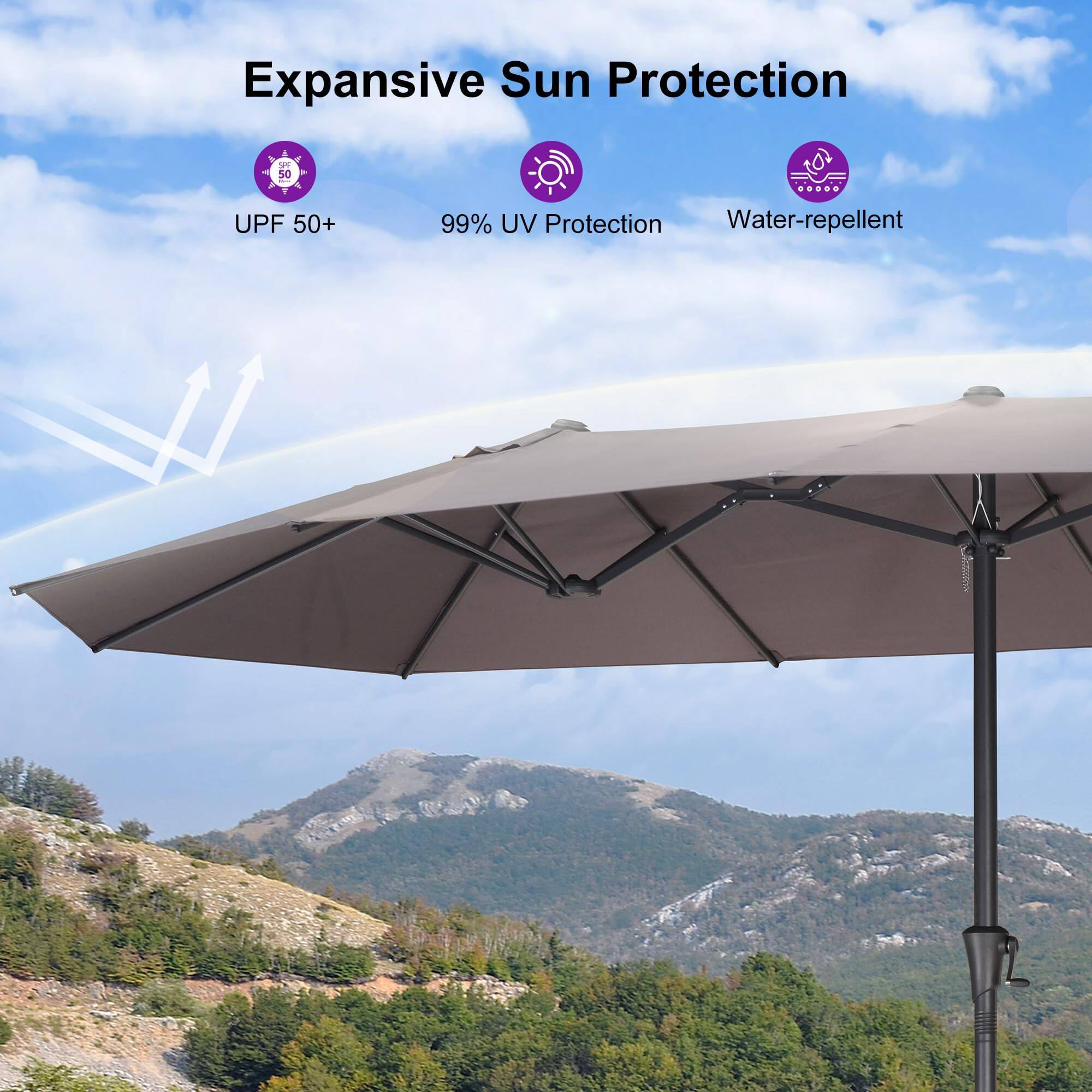 Expansive Sun Protection

- UPF 50+
- 99% UV Protection
- Water-repellent