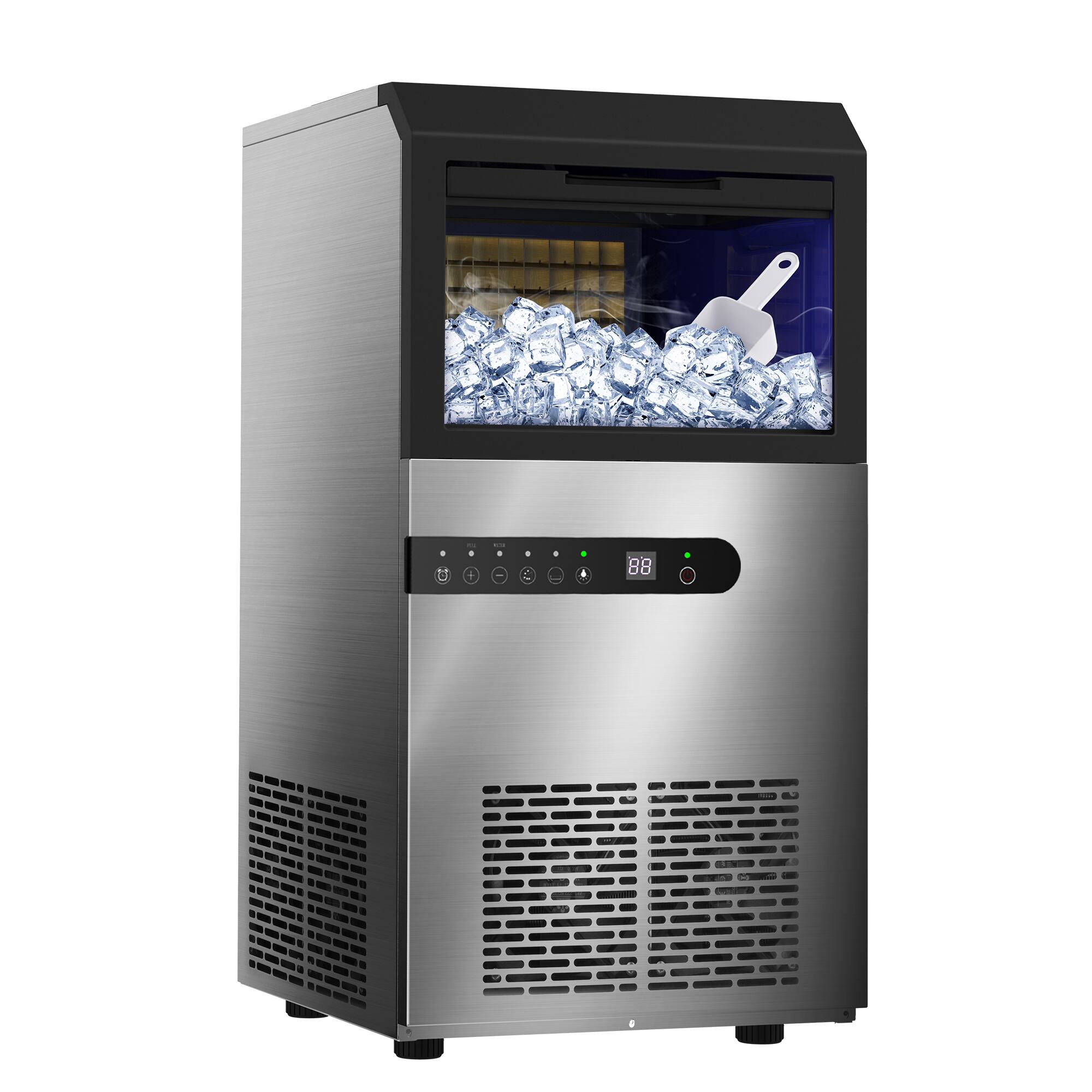 Back. Vaczon - Commercial Ice Maker 120 lbs Day Freestanding Ice Machine with 28 lbs Storage Stainless Steel for Bar Restaurant Office - Stainless Steel.