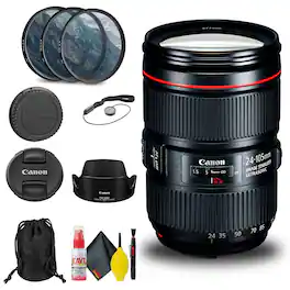 Canon - EF 24-105mm f/4L IS II USM Lens (1380C002) + Filter + Cap Keeper Base Bundle (International Version)