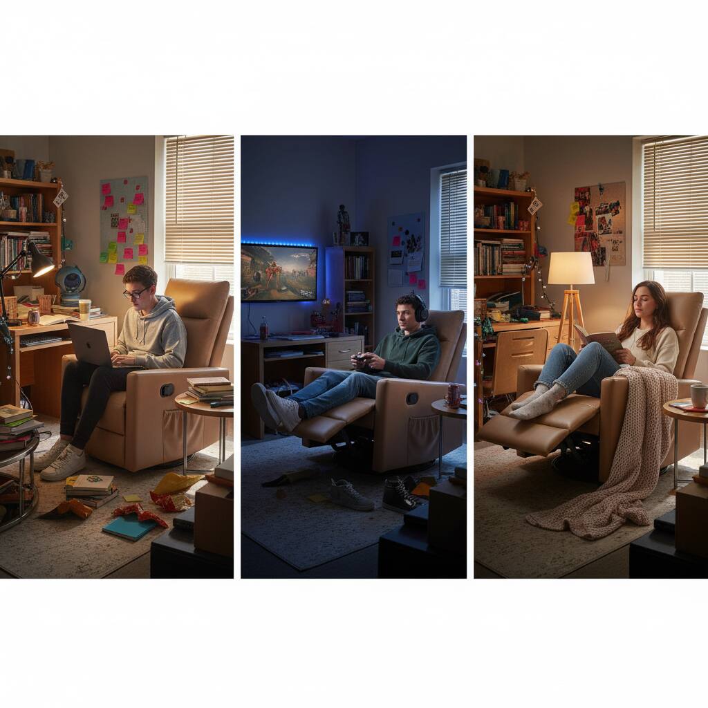 Alt View 5. AOITUN - Swivel Rocker Recliner Chair, Faux Leather Glider for Nursery Living Room, Manual Reclining Sofa with Side Pocket, Tan - Brown.