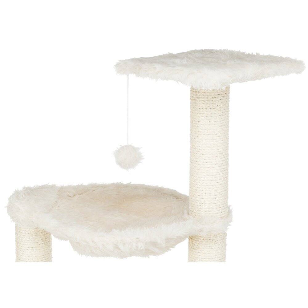 Alt View 1. TRIXIE - Baza Plush & Jute 52" Cat Tower Scratching Posts Condo Perch Hammock Cat Toy - Cream.