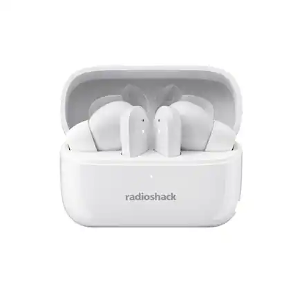 Front. RadioShack - True Wireless Earbuds 380MAH Active Noise Cancelling ENC IPX5 3304380 - White.