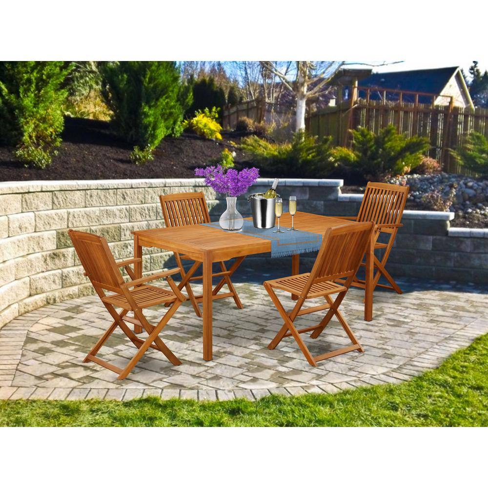 Back. East West Furniture - Wooden Patio Set Natural Oil - Brown.