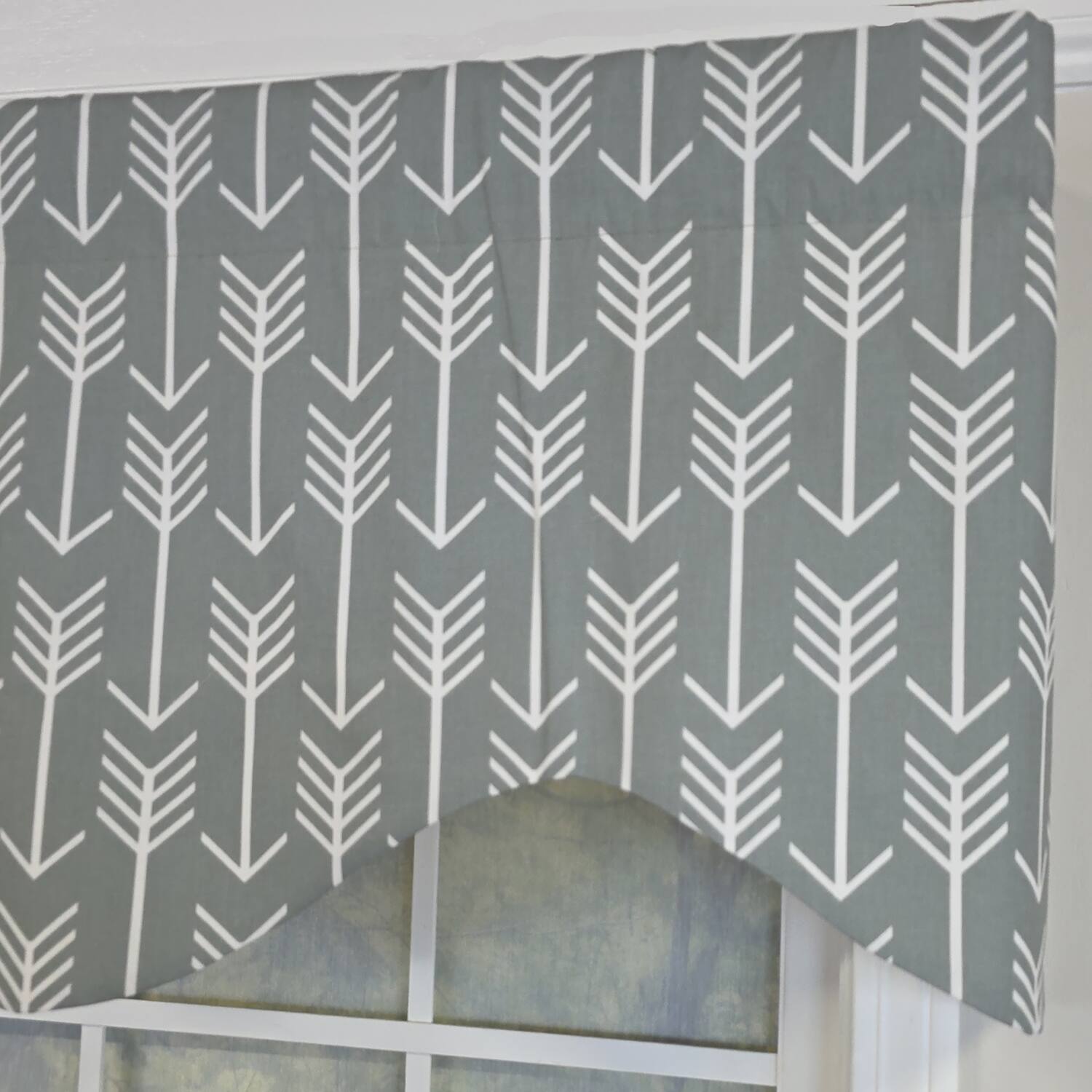 Left. RLF Home - RLF Home 100% Cotton Native Cornice With Poly/Cotton Ivory lining Rod Pocket Valance 50" x 17" Gray - Gray.