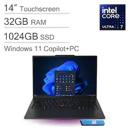 Lenovo - ThinkPad X1 Carbon Gen 13 Aura Edition 14" FHD+ Touch Screen Laptop - Intel Core Ultra 7 with 32GB Memory - 1TB SSD - Black