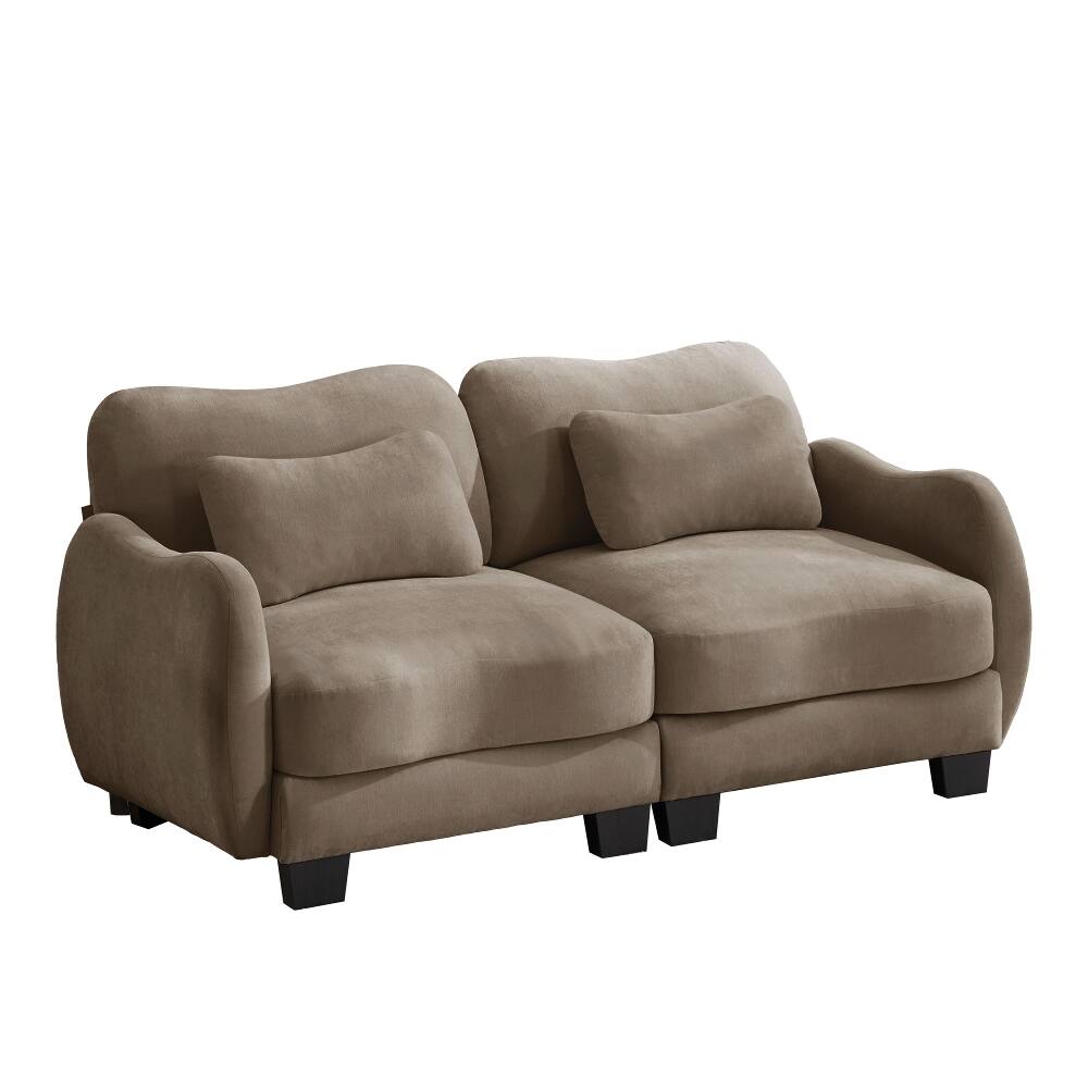 Alt View 1. Loheer - Loheer Chenille Loveseat Sofa Coffee Ergonomic Couch with Waist Pillow Modern Cloud Sofa for Living Room - Coffee.