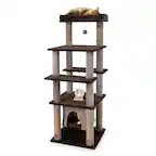 Front. Costway - Costway Large Multi-level Cat Tree 58" Tall Cat Tower with Swaying Aerial Condo Perch Bed - Brown.