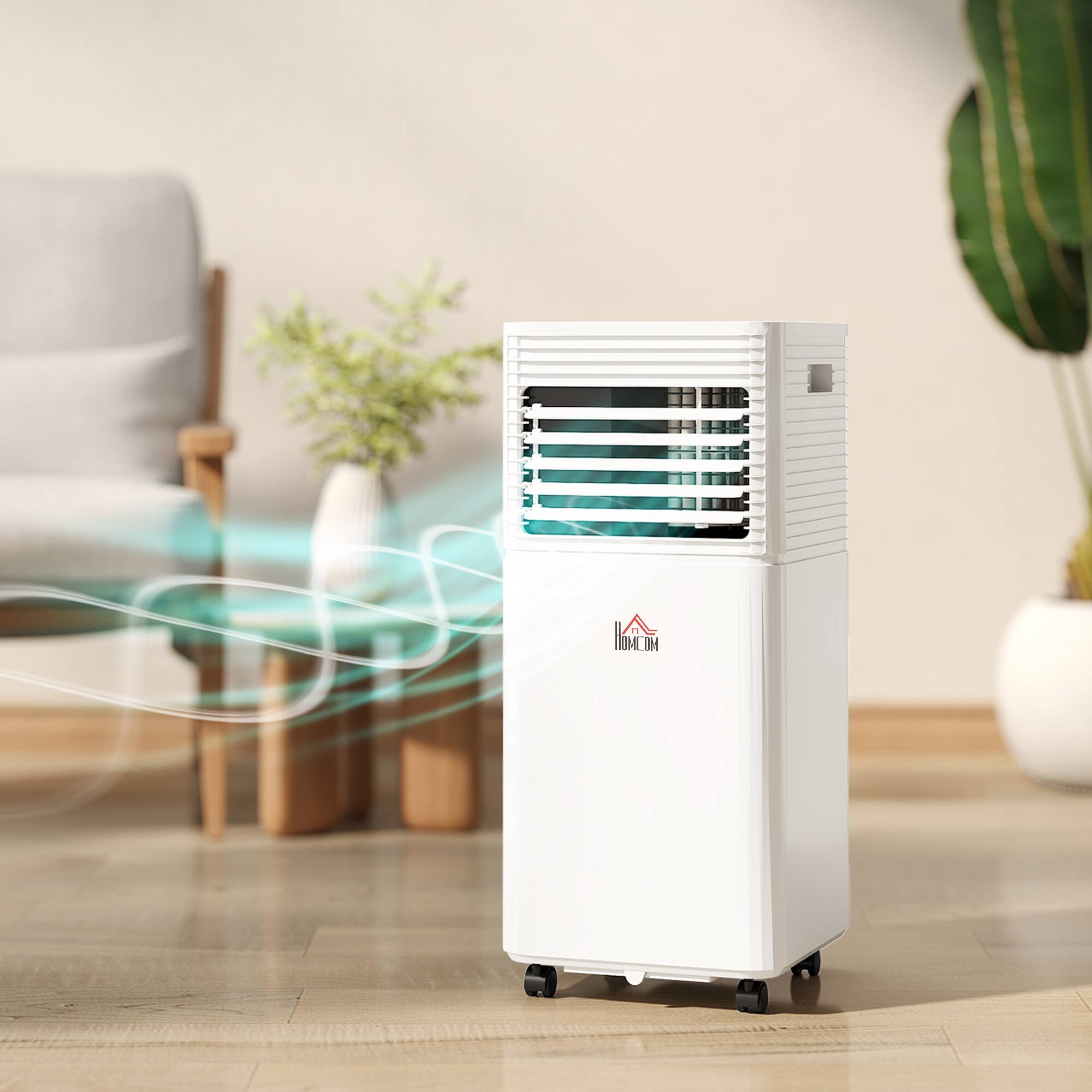 Alt View 1. Homcom - BTU Mobile Air Conditioner for Cooling and Dehumidifying, Remote Control, 24H Timer - White.