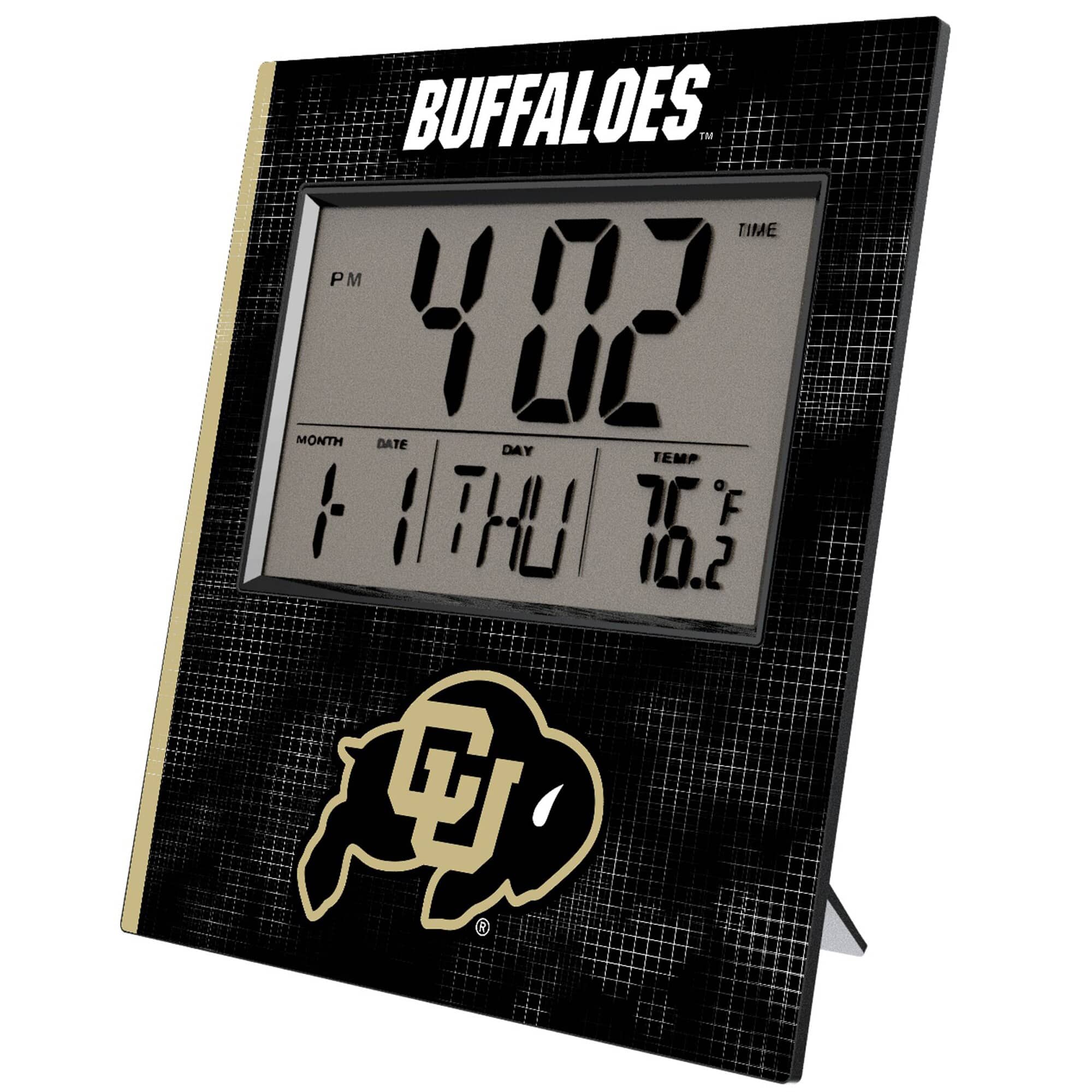 Keyscaper - Colorado Buffaloes Cross Hatch Digital Desk Clock - Multicolor