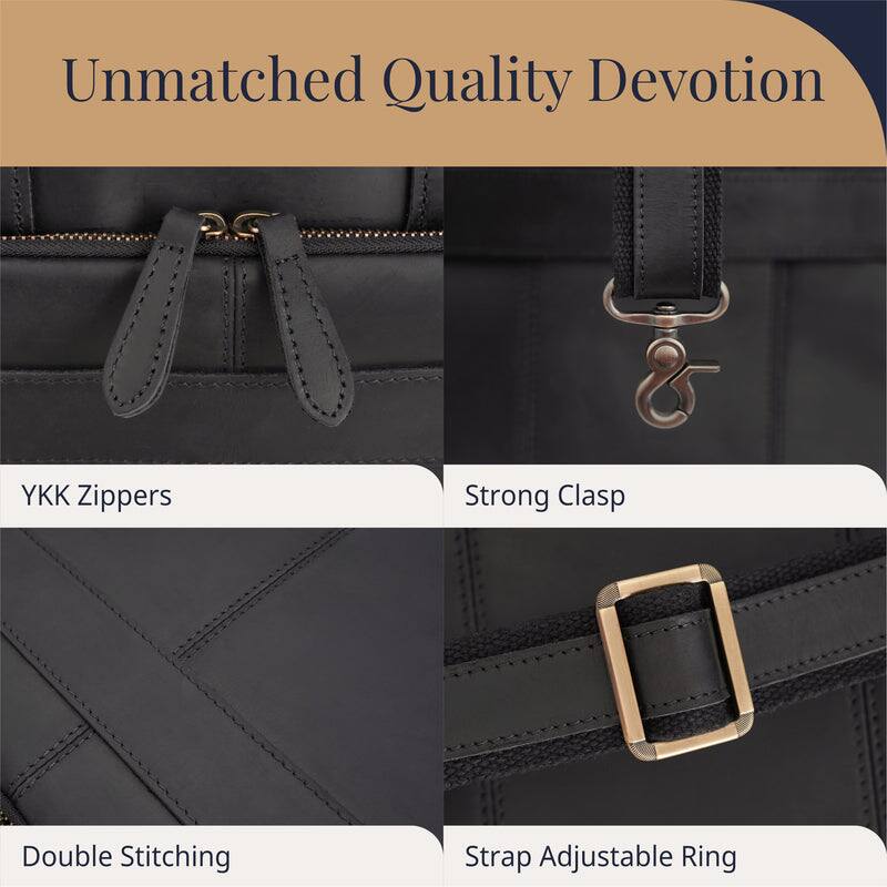 Unmatched Quality Devotion

- YKK Zippers
- Strong Clasp
- Double Stitching
- Strap Adjustable Ring