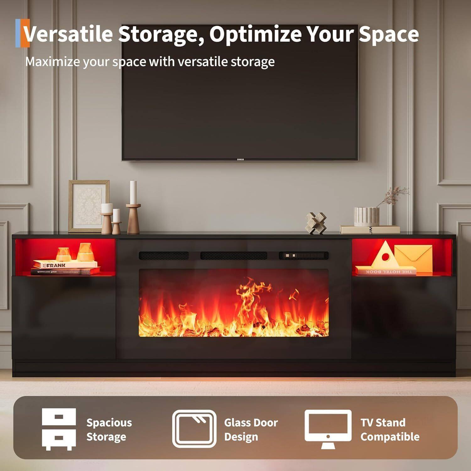 Versatile Storage, Optimize Your Space

Maximize your space with versatile storage

- Spacious Storage
- Glass Door Design
- TV Stand Compatible