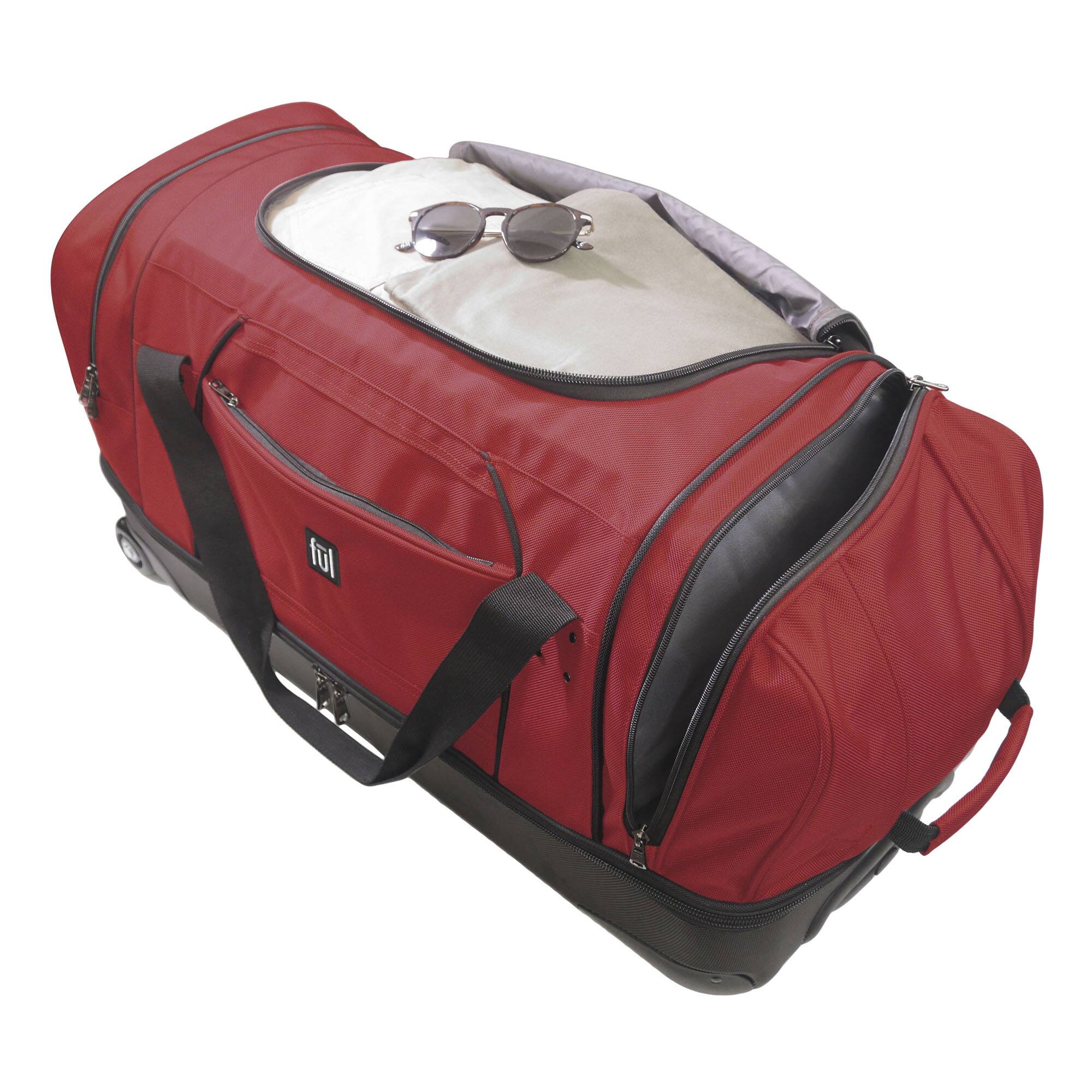 Alt View 4. Ful - Workhorse 30" Split Level Rolling Duffle Bag - DARK RED.