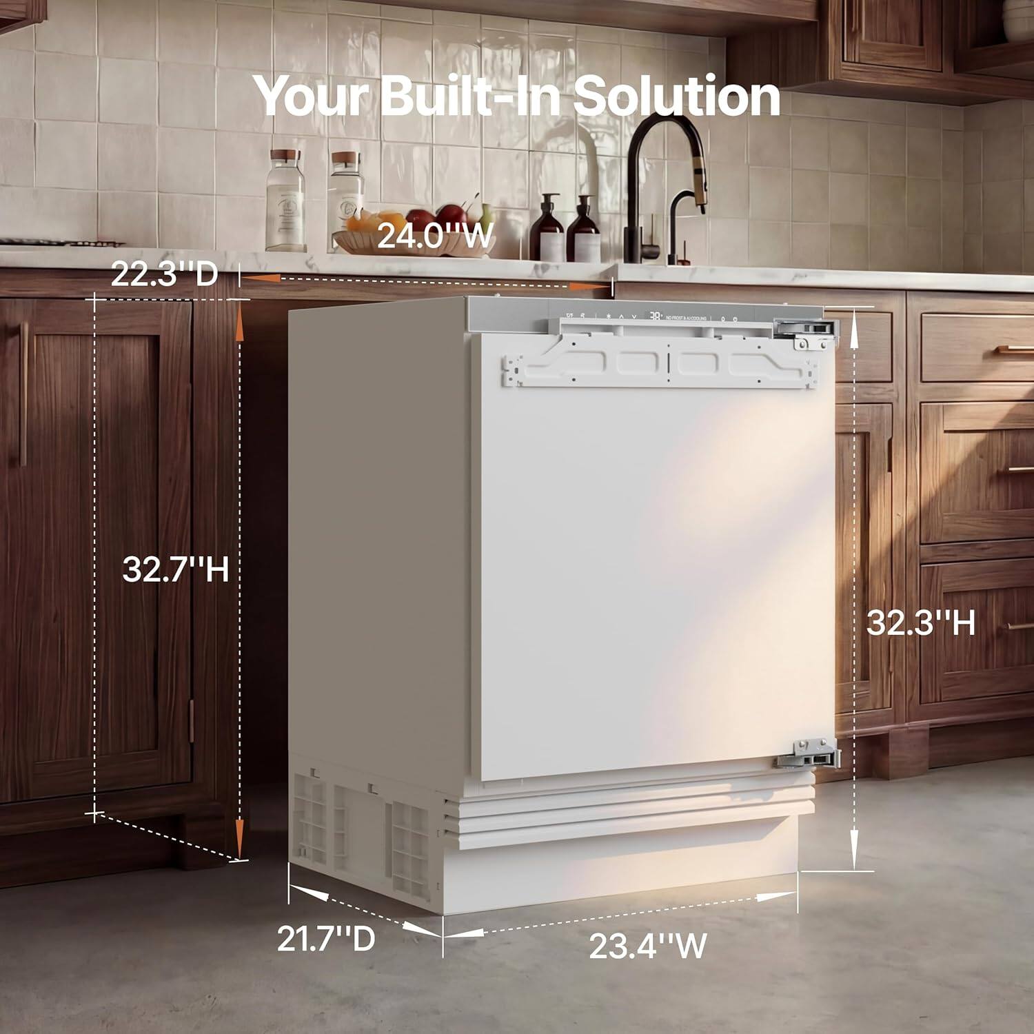 Your Built-In Solution

22.3"D  
24.0"W  
32.7"H  
21.7"D  
23.4"W  
32.3"H