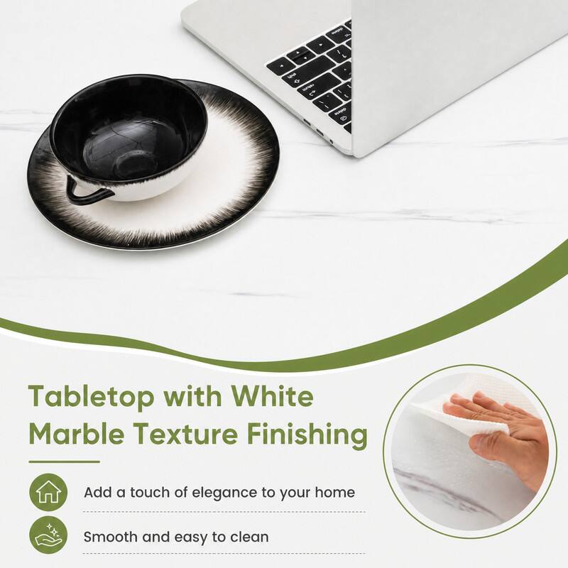 Tabletop with White Marble Texture Finishing

Add a touch of elegance to your home

Smooth and easy to clean