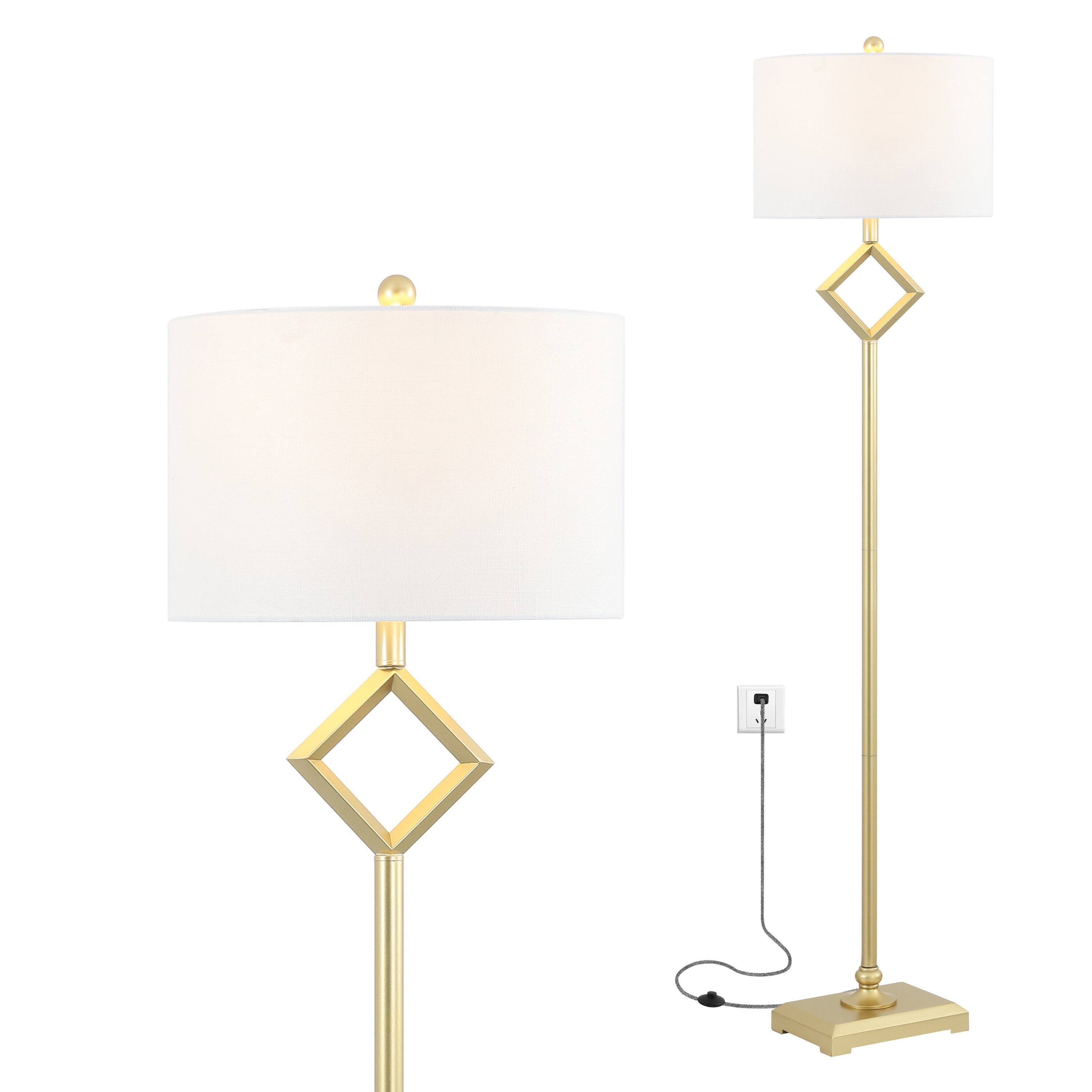 Jonathan Y - Juno 62.5" Transitional Glam Metal LED Floor Lamp - Gold Painting
